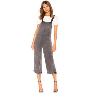 CHASER Fringe Hem Overalls Black Cloud